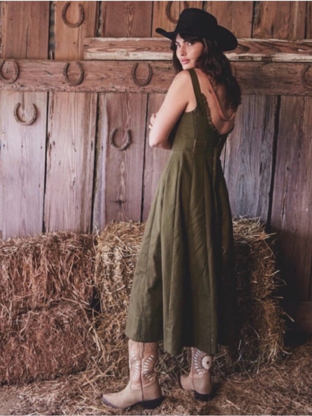 Tecovas x Kristopher Brock Olive Green Sleeveless Dress (Large)